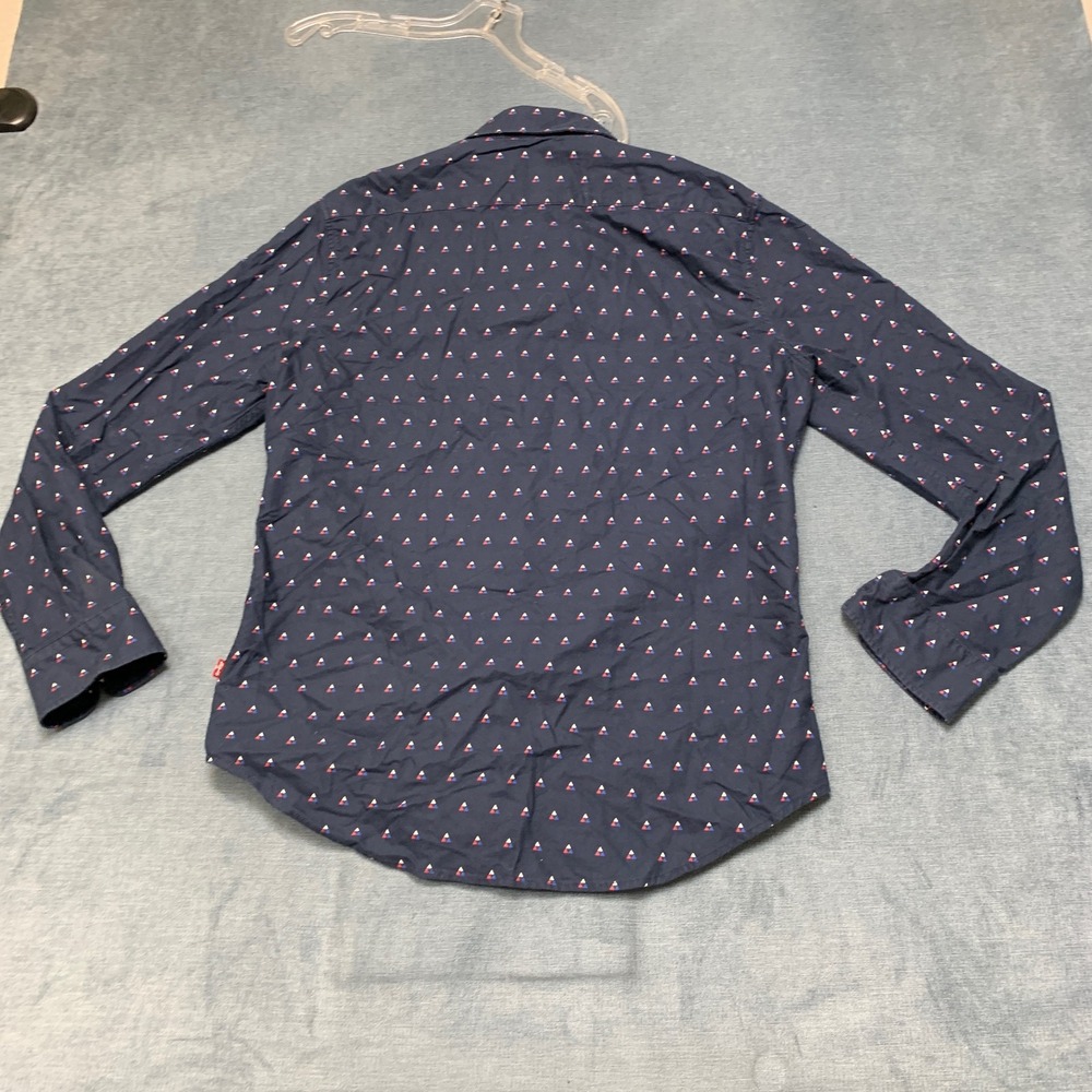 Levi's Shirt Mens Large Navy Blue Geometric Print Long Sleeve Button Up Slim Fit - Picture 12 of 16